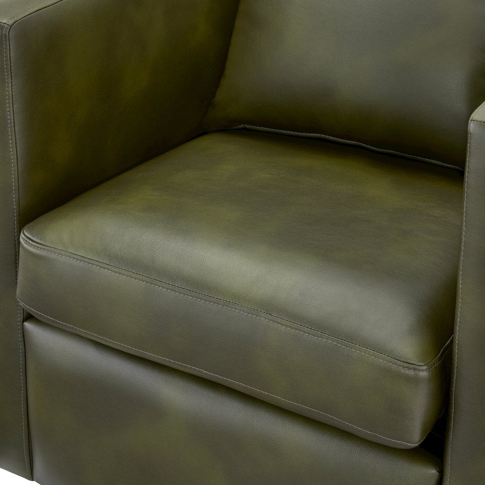 Sheldon Fern Green Faux Leather Swivel Barrel Chair