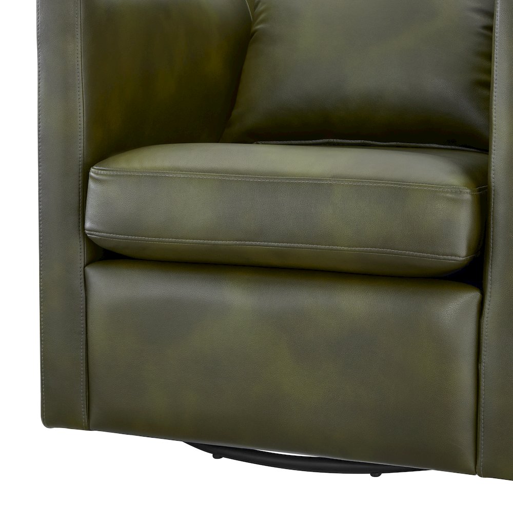 Sheldon Fern Green Faux Leather Swivel Barrel Chair