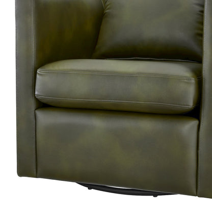 Sheldon Fern Green Faux Leather Swivel Barrel Chair