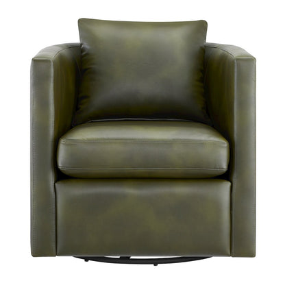 Sheldon Fern Green Faux Leather Swivel Barrel Chair