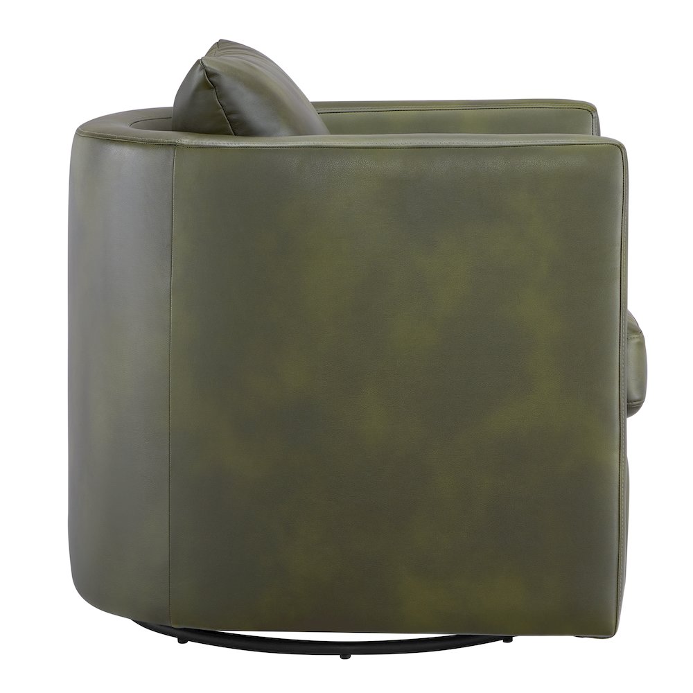 Sheldon Fern Green Faux Leather Swivel Barrel Chair