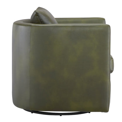 Sheldon Fern Green Faux Leather Swivel Barrel Chair