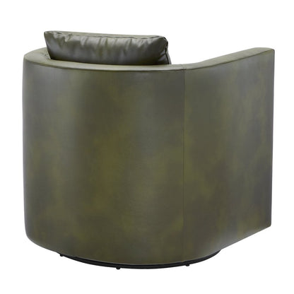 Sheldon Fern Green Faux Leather Swivel Barrel Chair