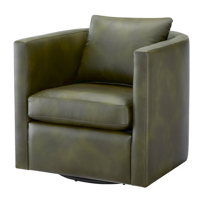 Sheldon Fern Green Faux Leather Swivel Barrel Chair