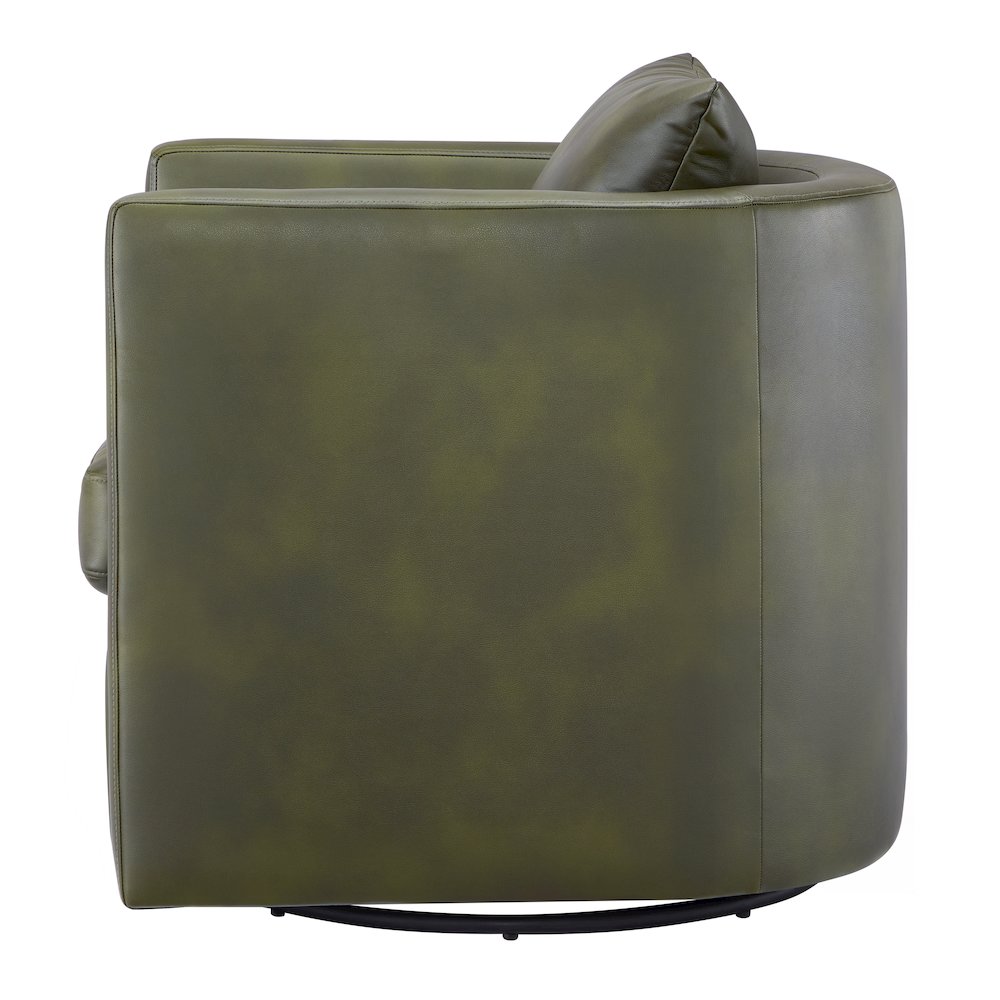 Sheldon Fern Green Faux Leather Swivel Barrel Chair
