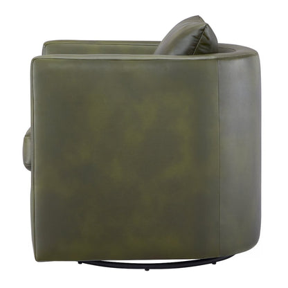 Sheldon Fern Green Faux Leather Swivel Barrel Chair