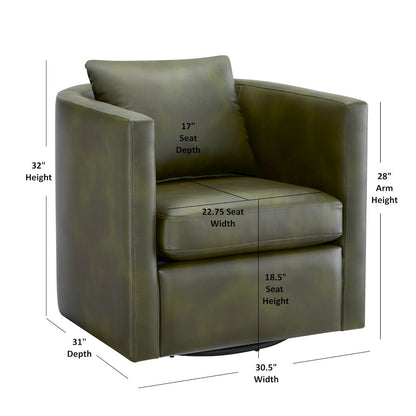 Sheldon Fern Green Faux Leather Swivel Barrel Chair