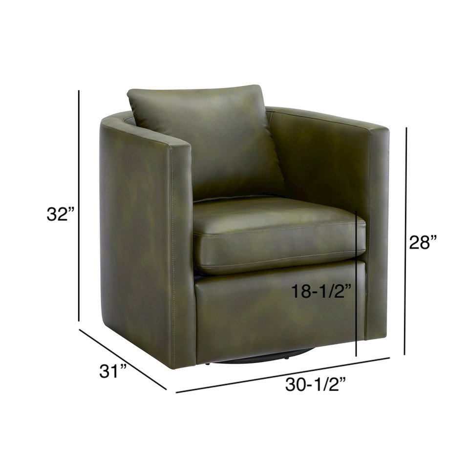 Sheldon Fern Green Faux Leather Swivel Barrel Chair
