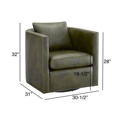 Sheldon Fern Green Faux Leather Swivel Barrel Chair