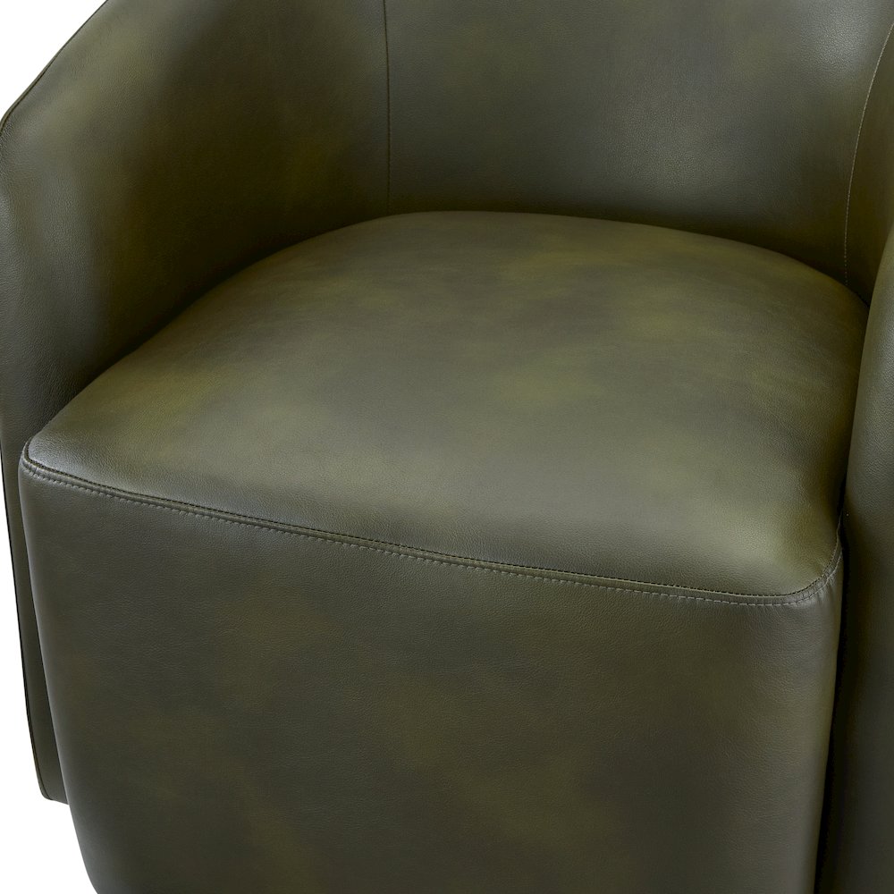 Amhurst Fern Green Faux Leather Swivel Barrel Chair