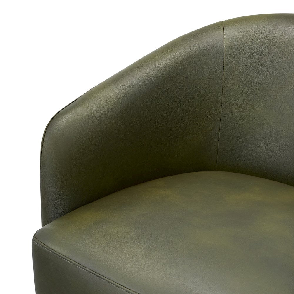 Amhurst Fern Green Faux Leather Swivel Barrel Chair
