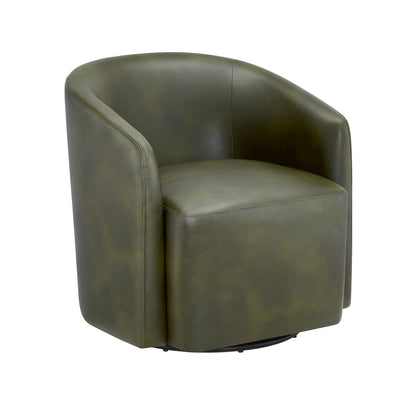 Amhurst Fern Green Faux Leather Swivel Barrel Chair