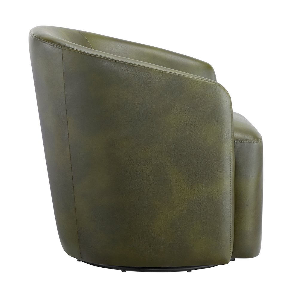 Amhurst Fern Green Faux Leather Swivel Barrel Chair