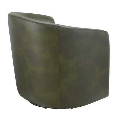 Amhurst Fern Green Faux Leather Swivel Barrel Chair