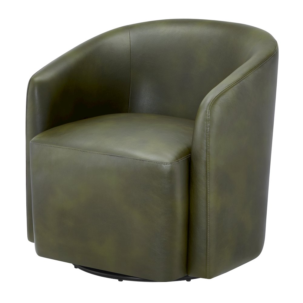Amhurst Fern Green Faux Leather Swivel Barrel Chair