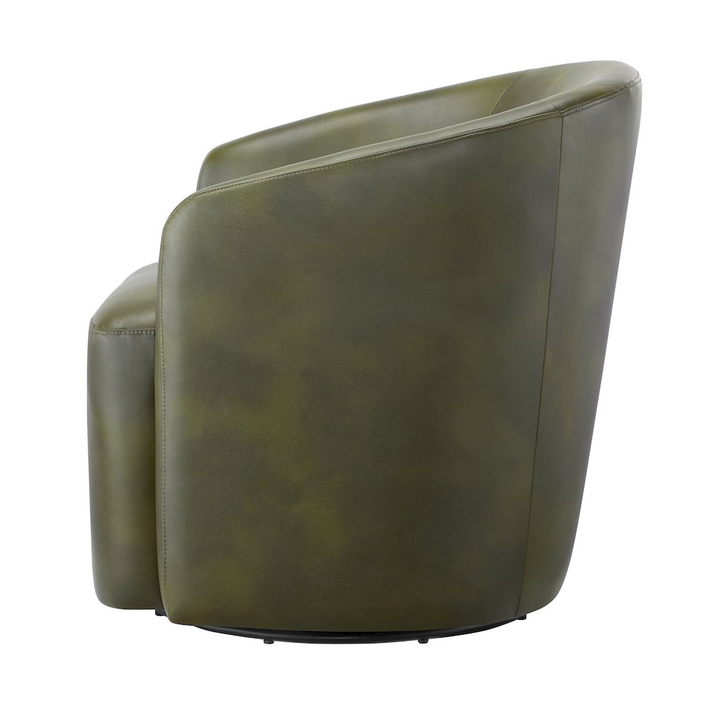 Amhurst Fern Green Faux Leather Swivel Barrel Chair
