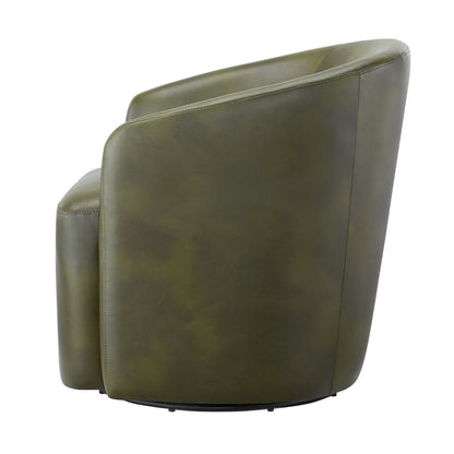 Amhurst Fern Green Faux Leather Swivel Barrel Chair