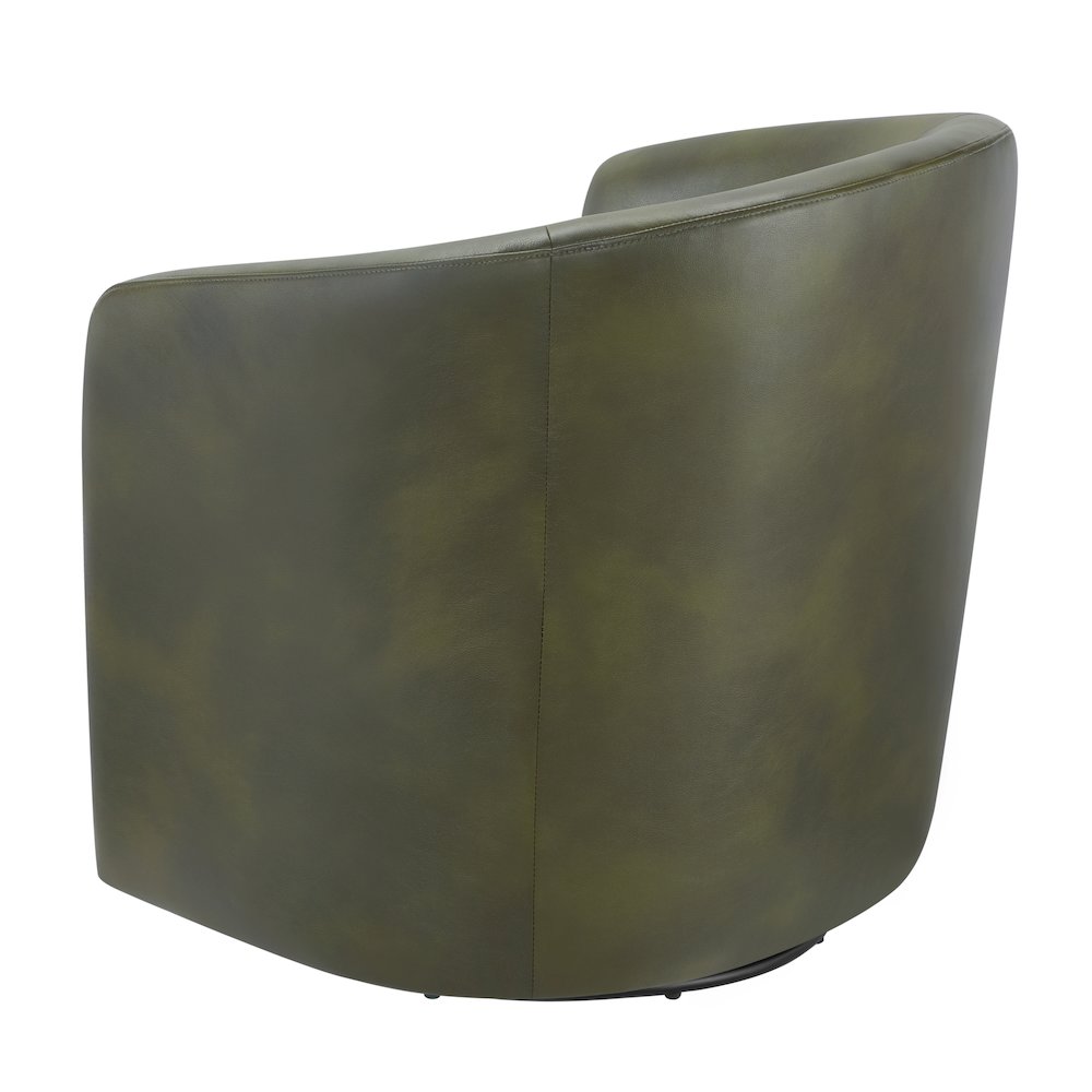 Amhurst Fern Green Faux Leather Swivel Barrel Chair