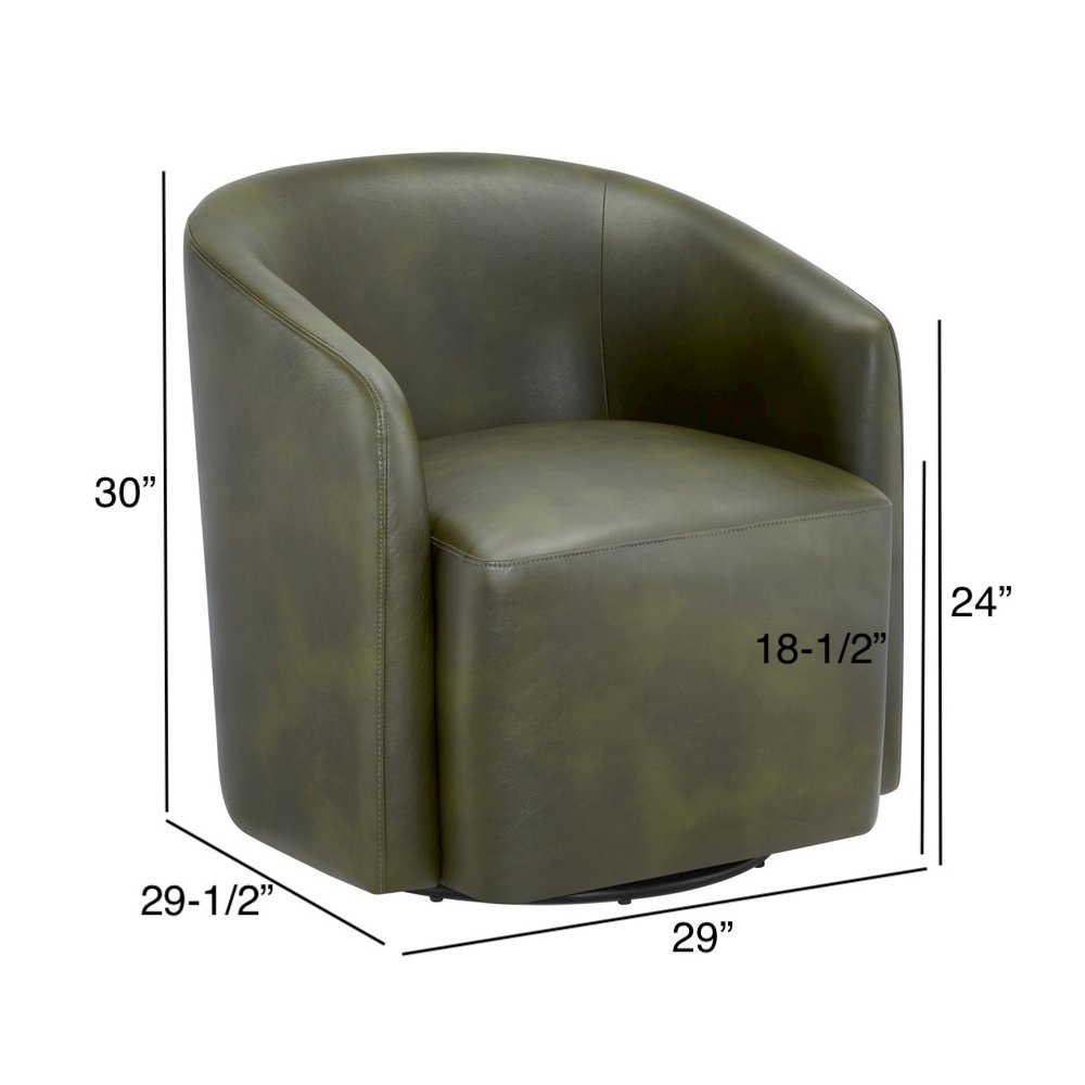 Amhurst Fern Green Faux Leather Swivel Barrel Chair