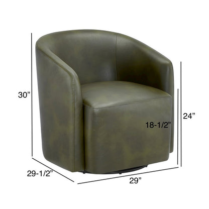 Amhurst Fern Green Faux Leather Swivel Barrel Chair