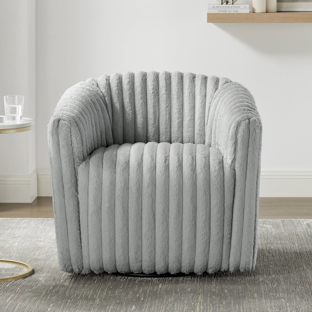 Audrey Ultra Plush Wide Cord-like Swivel Barrel Chair