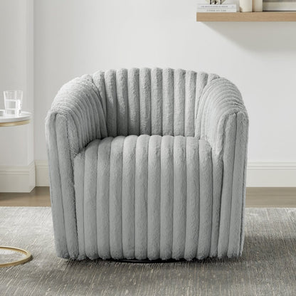 Audrey Ultra Plush Wide Cord-like Swivel Barrel Chair