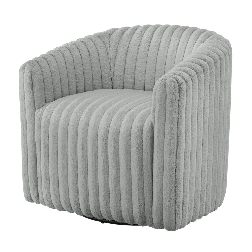 Audrey Ultra Plush Wide Cord-like Swivel Barrel Chair