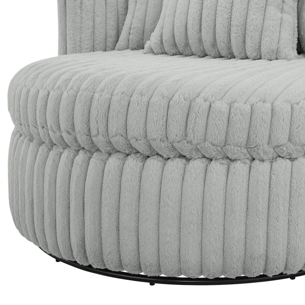 Meryl Ultra Plush Wide Cord-like Oversized Swivel Barrel Chair