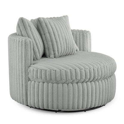 Meryl Ultra Plush Wide Cord-like Oversized Swivel Barrel Chair