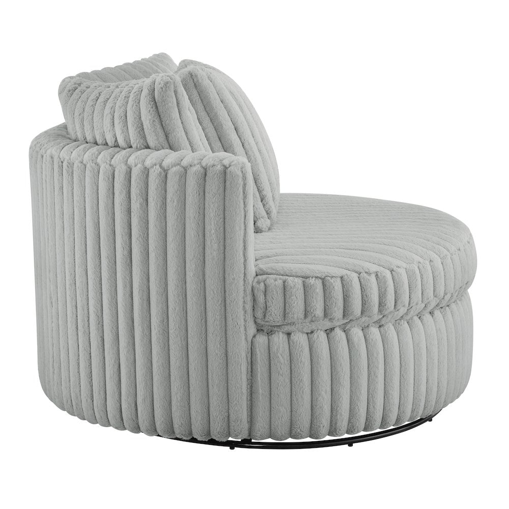 Meryl Ultra Plush Wide Cord-like Oversized Swivel Barrel Chair
