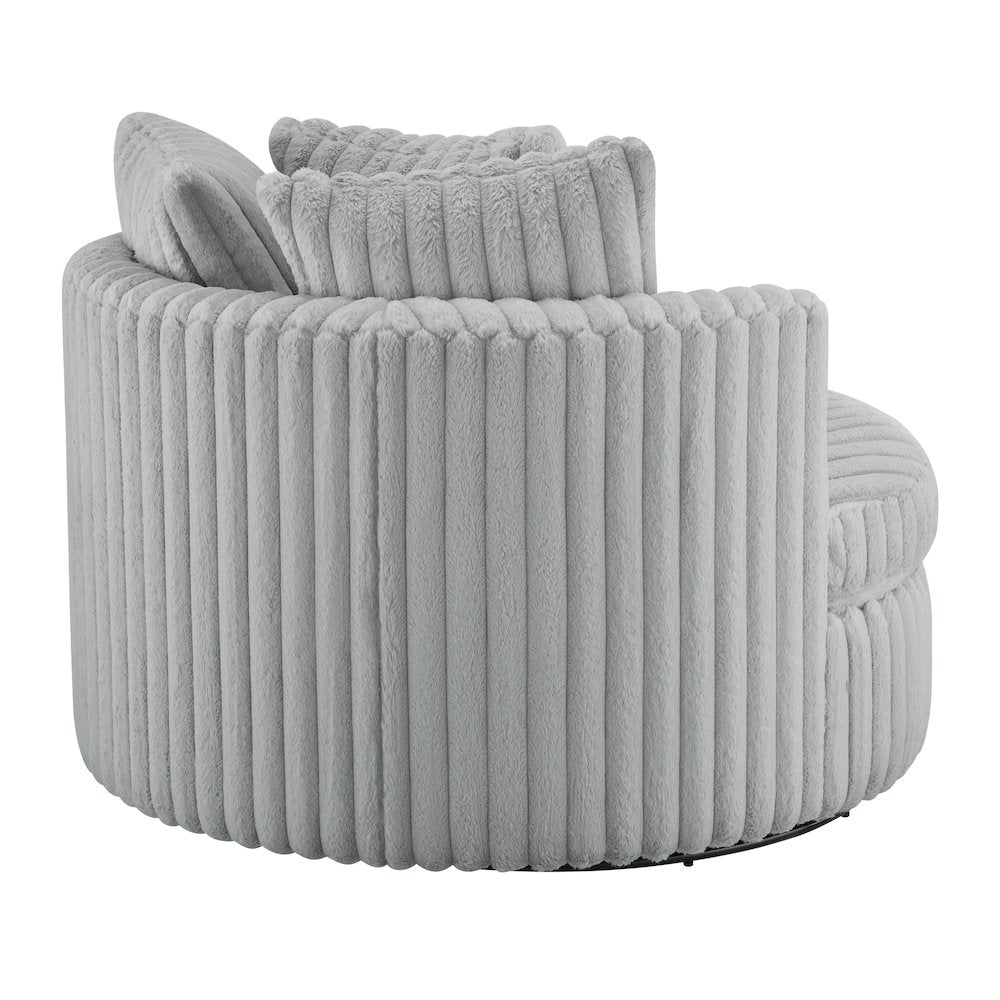 Meryl Ultra Plush Wide Cord-like Oversized Swivel Barrel Chair