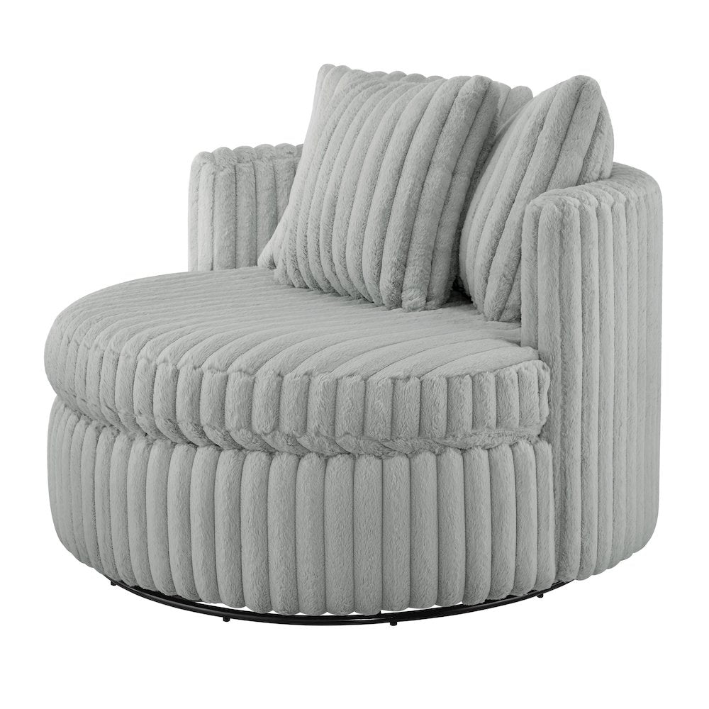 Meryl Ultra Plush Wide Cord-like Oversized Swivel Barrel Chair