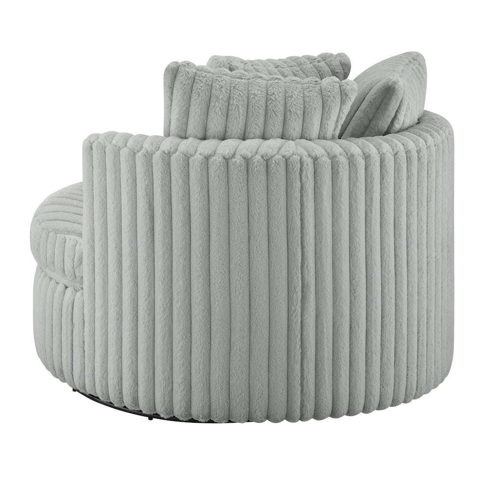 Meryl Ultra Plush Wide Cord-like Oversized Swivel Barrel Chair