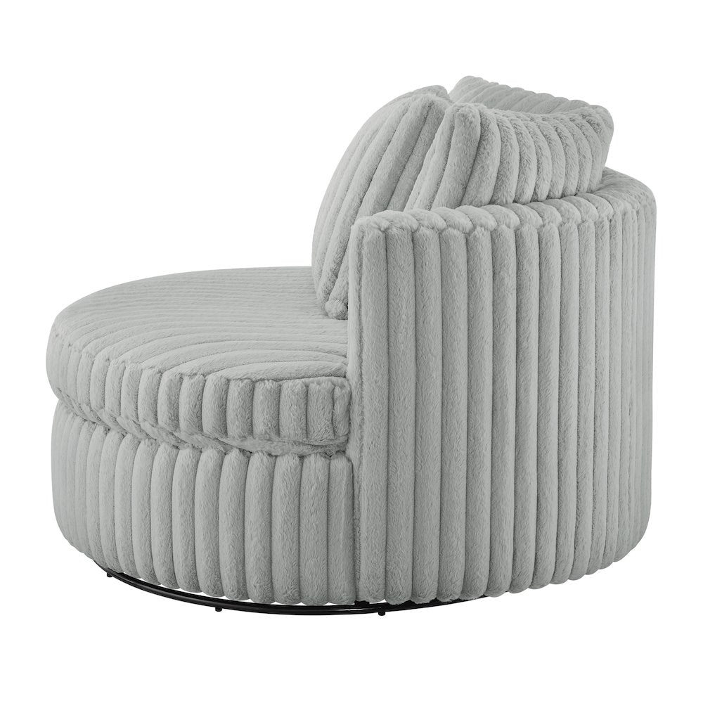 Meryl Ultra Plush Wide Cord-like Oversized Swivel Barrel Chair