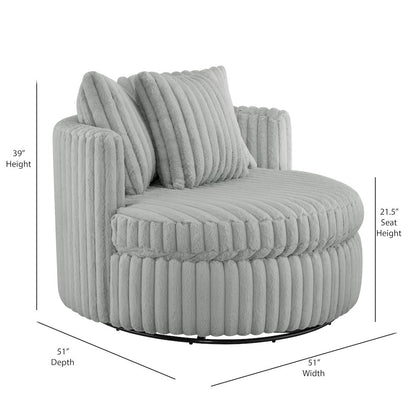 Meryl Ultra Plush Wide Cord-like Oversized Swivel Barrel Chair