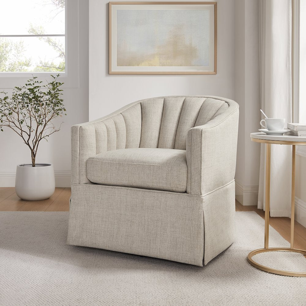 Sanibel Skirted Swivel Accent Chair
