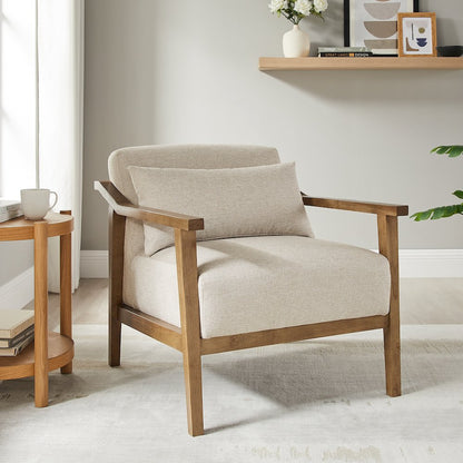 Rayn Wood Arm Accent Chair with Lumbar Pillow