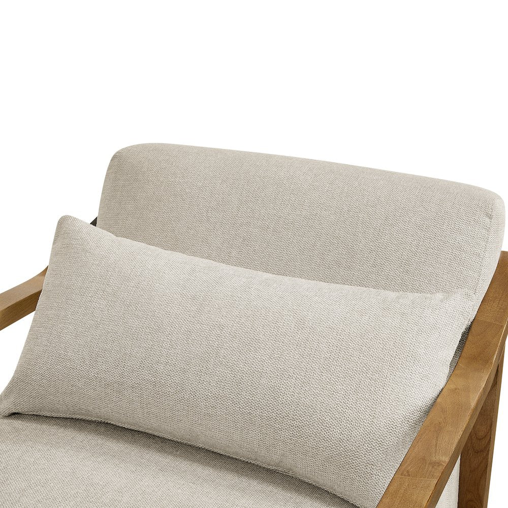 Rayn Wood Arm Accent Chair with Lumbar Pillow