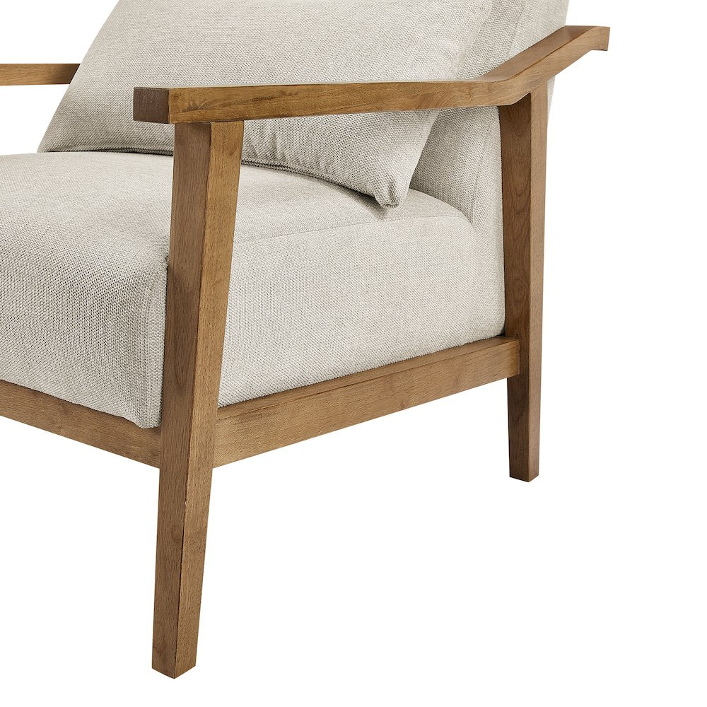 Rayn Wood Arm Accent Chair with Lumbar Pillow