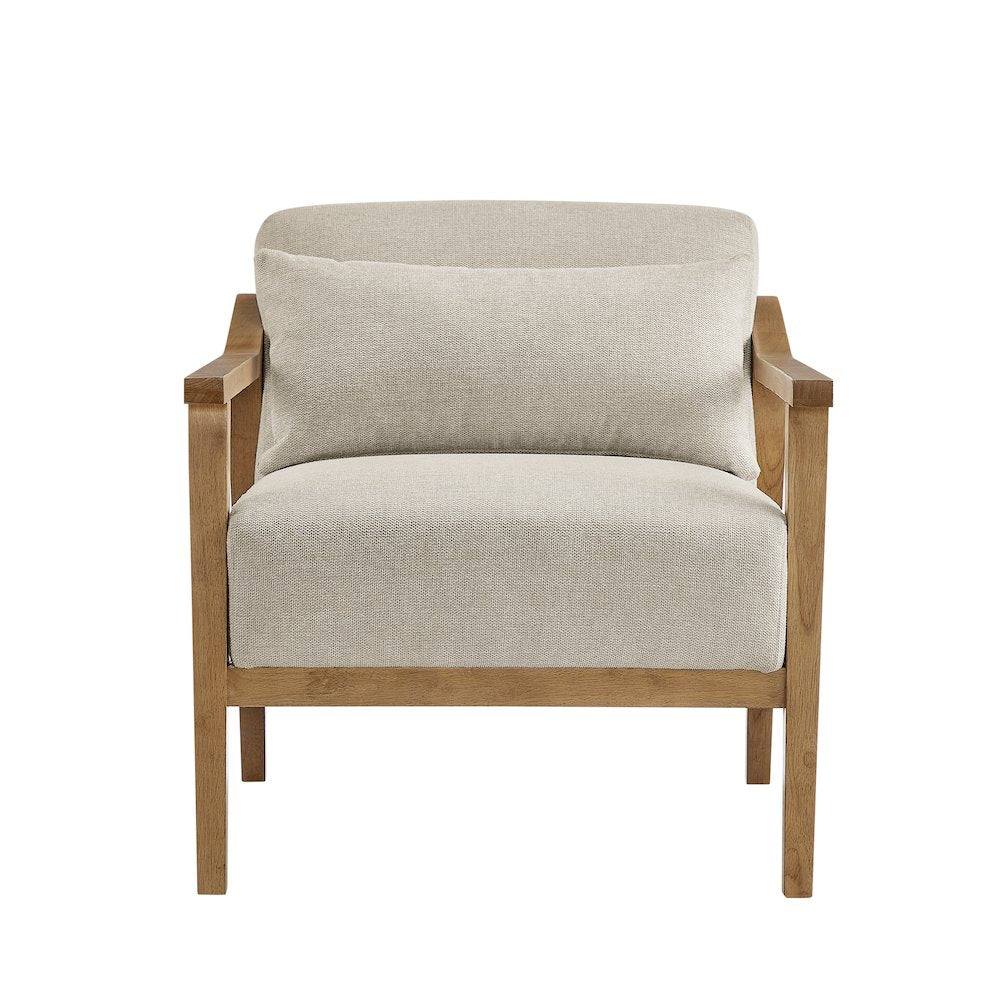 Rayn Wood Arm Accent Chair with Lumbar Pillow