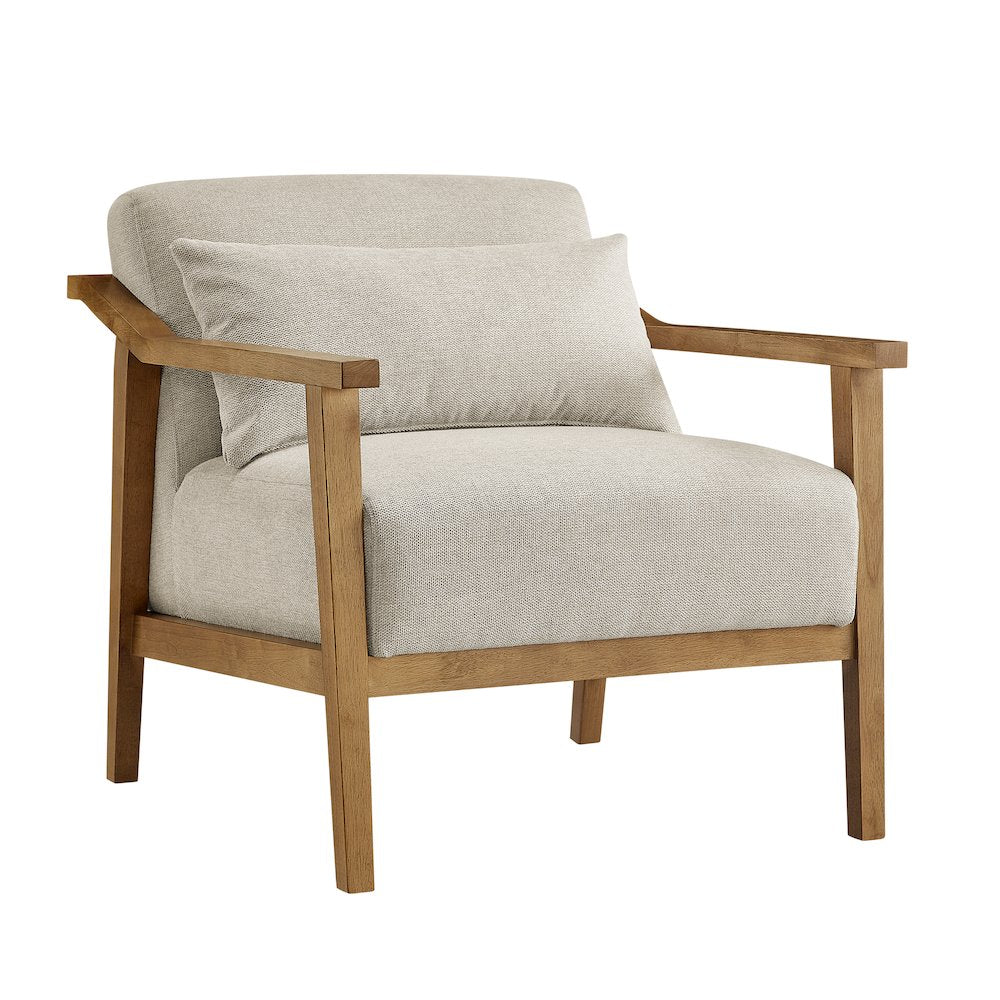 Rayn Wood Arm Accent Chair with Lumbar Pillow
