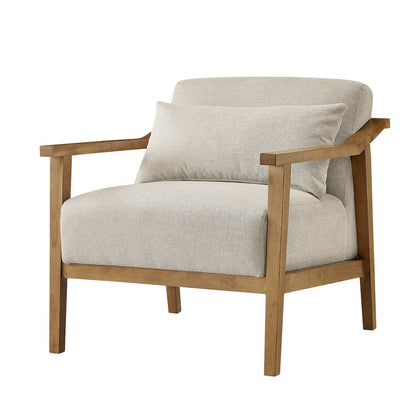 Rayn Wood Arm Accent Chair with Lumbar Pillow