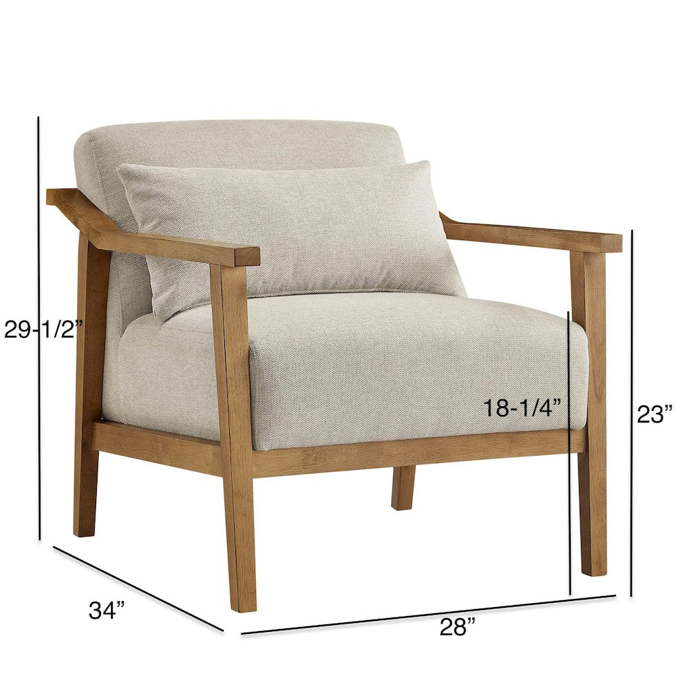 Rayn Wood Arm Accent Chair with Lumbar Pillow