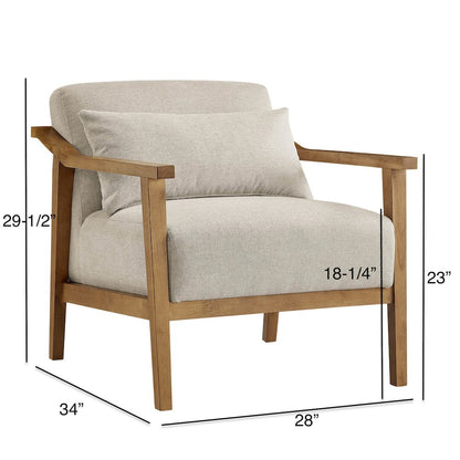 Rayn Wood Arm Accent Chair with Lumbar Pillow