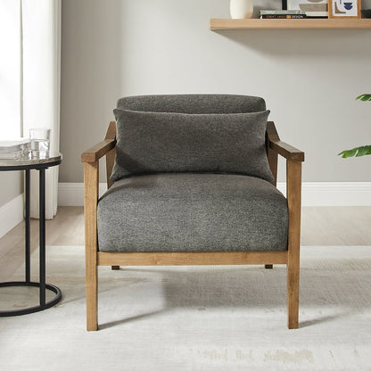 Rayn Wood Arm Accent Chair with Lumbar Pillow