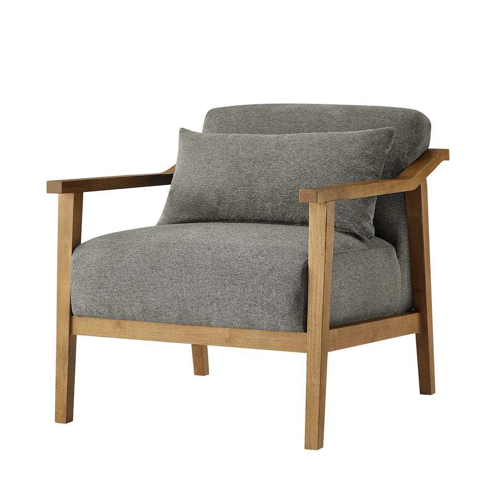 Rayn Wood Arm Accent Chair with Lumbar Pillow