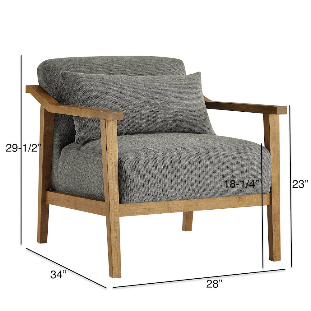 Rayn Wood Arm Accent Chair with Lumbar Pillow