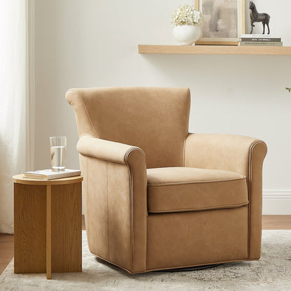 Winton Faux Leather Swivel Accent Chair - Honey Brown