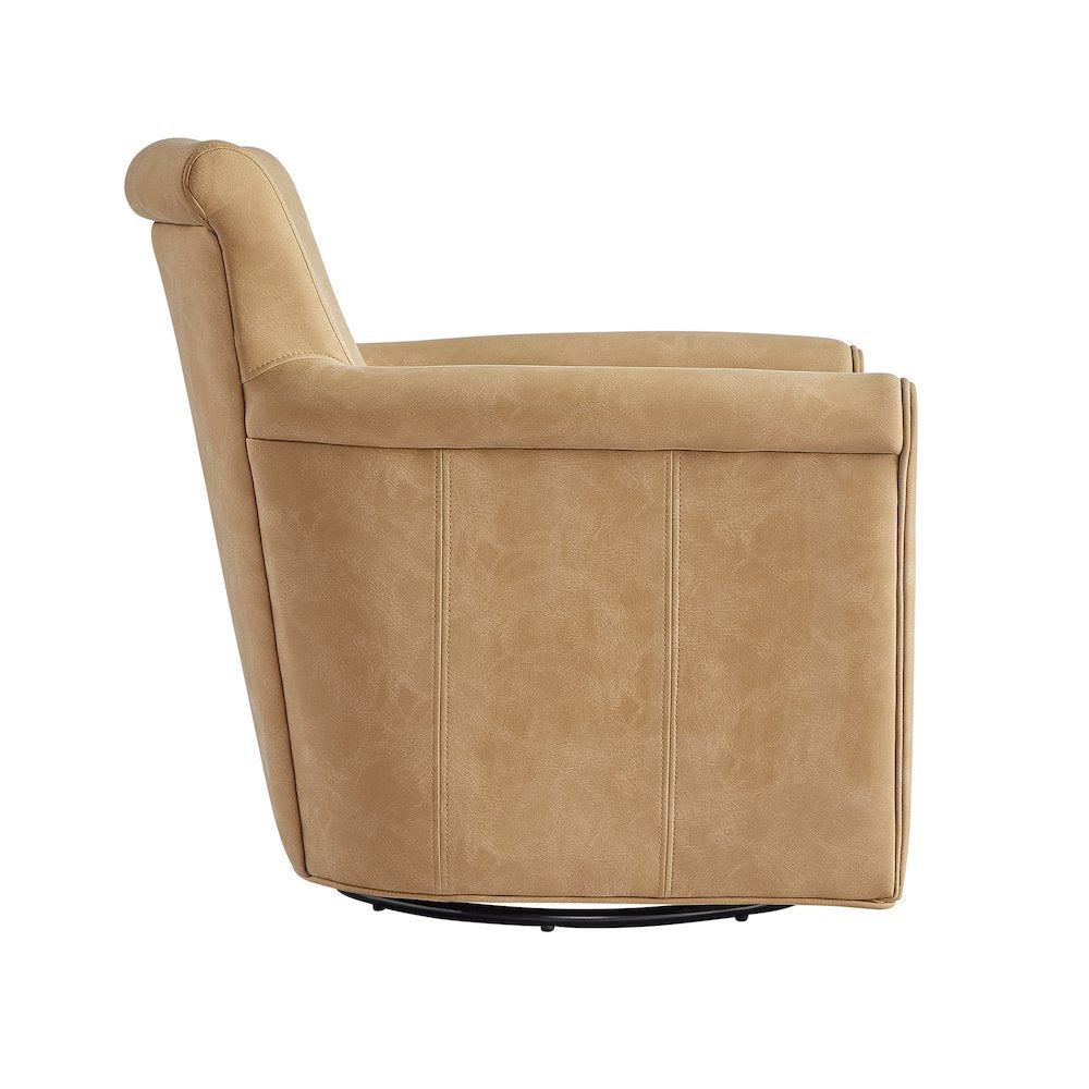 Winton Faux Leather Swivel Accent Chair - Honey Brown