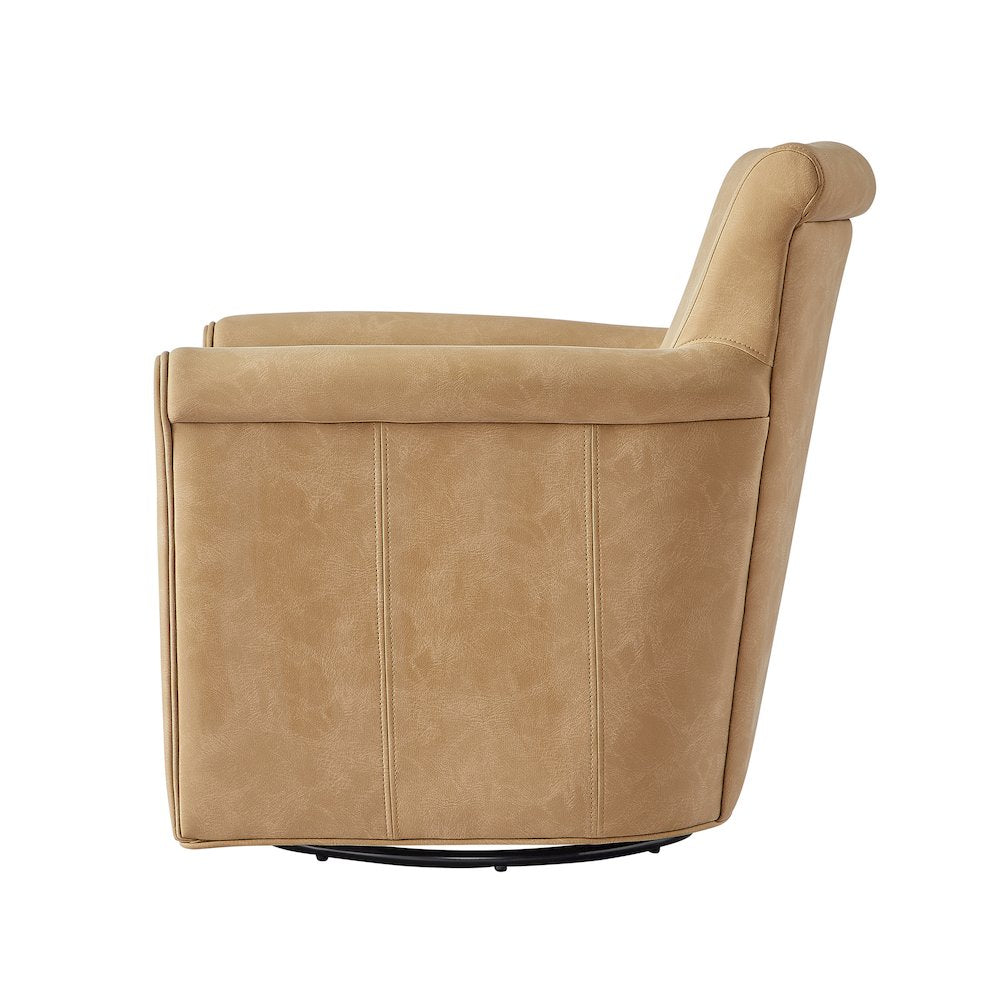 Winton Faux Leather Swivel Accent Chair - Honey Brown